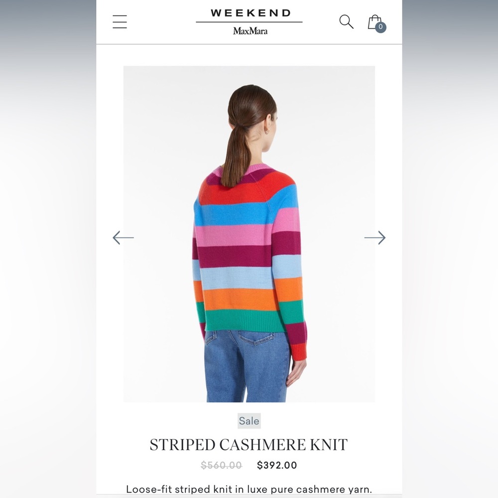 SOLD ! Retail$560 MaxMara Weekend Striped 100% Cashmere Knit Sweater Small NWT - Picture 7 of 16